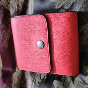 Coach pedicure manicure set leather color red orange sides black tagged bagged